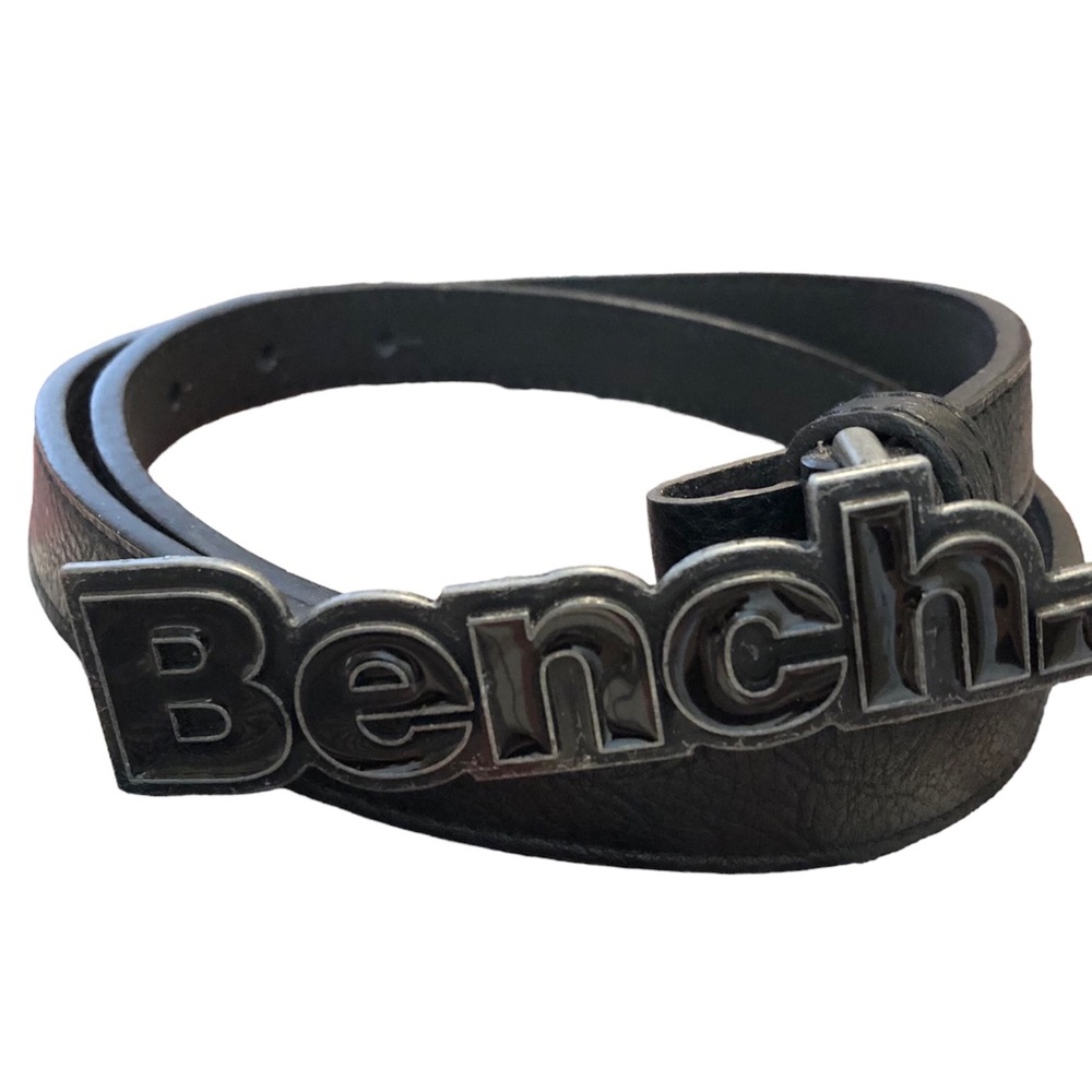 Bench Skinny Belt 29” Spellout Buckle Punk Black EUC